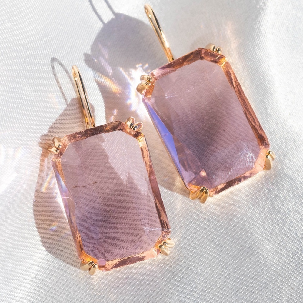 ✨Anthropologie Cecily Pink Gemstone Earrings - Picture 2 of 8
